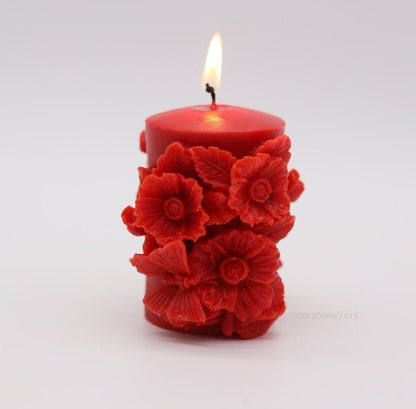 rose pillar candle, pillar candle, valentines day, romantic rose candle, flower candle, gift for her, minimalistic home decor, flower candle