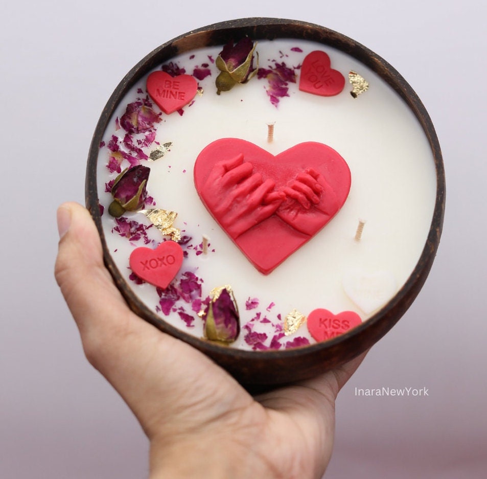 valentine melting heart candle gift |Coconut bowl Candle | soy candle | valentines day gift | gift for her| housewarming gift | custom gift