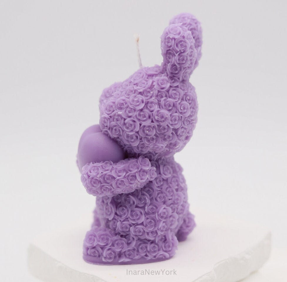 bunny teddy candle | birthday | anniversary | valentines day gift| baby shower gift| bunny heart teddy candle| custom gift