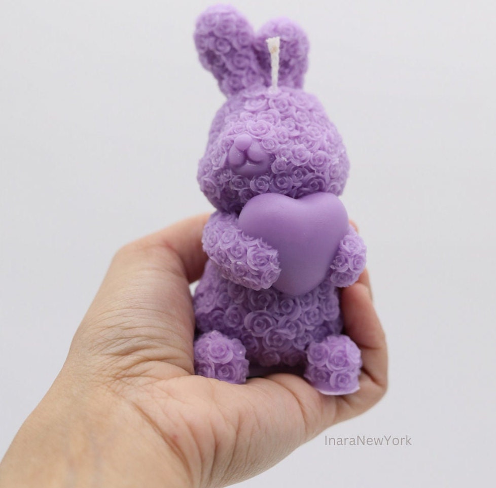 bunny teddy candle | birthday | anniversary | valentines day gift| baby shower gift| bunny heart teddy candle| custom gift