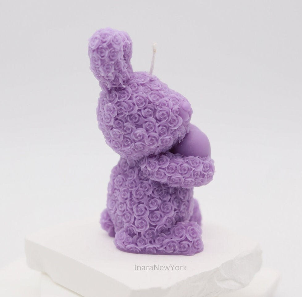 bunny teddy candle | birthday | anniversary | valentines day gift| baby shower gift| bunny heart teddy candle| custom gift