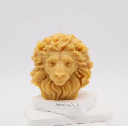 lion head candle, lion candle, rustic farmhouse décor, housewarming gift, agooboo lion candle, inara newyork  candle, lion candle, lion face, lion dance,