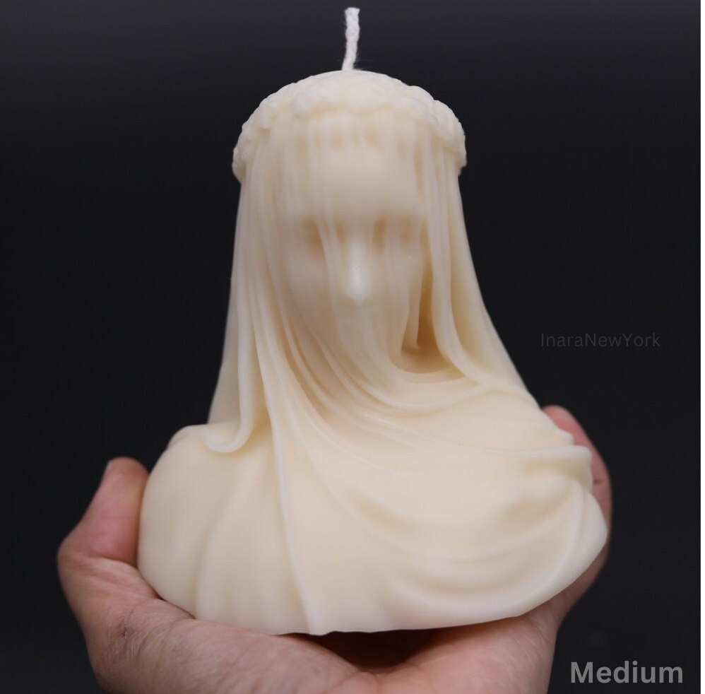 virgin veiled lady | holiday décor | sculptural candle | housewarming candle | handmade candle | abstract face candle |