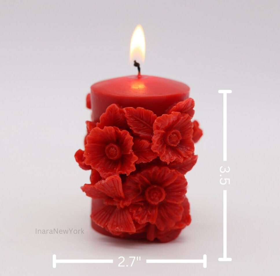 flower pillar shaped candle | valentines candle| love candle | sculptural candle | handmade | wedding gift | custom