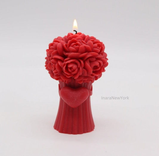 valentines flower bouquet candle, flower bouquet, wedding gift, wedding favor rose bouquet, romantic gift, housewarming, couple gift ideas, anniversary  gift