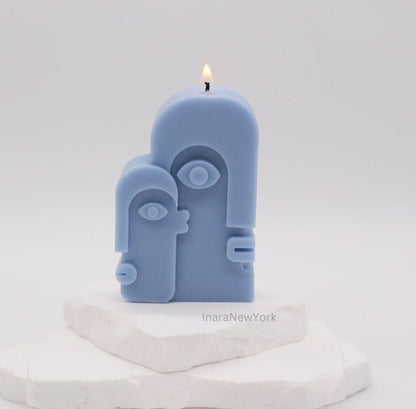 modern minimalistic home décor, abstract face candle, veiled lady candle, abstract home décor, housewarming gift