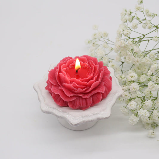 peony flower candle, rose flower candle, wedding favor, housewarming candle, rose candle, bridesmaid gift, alter gift, couple gift, Diwali gifts, agooboo, pink glow candle, flower