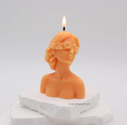 veiled lady, sculptural candle , abstract candle,  virgin lady , custom gift, agooboo, goddess, roman goddess candle, sexy body candle, modest minimalistic home décor