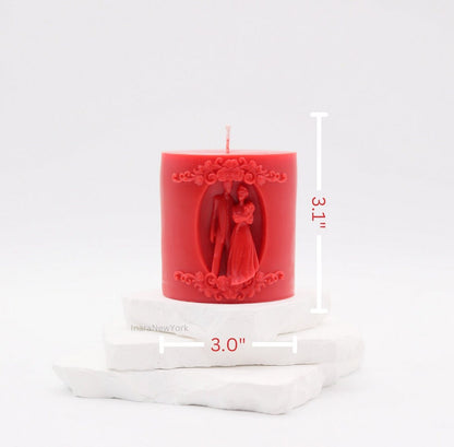 wedding pillar candle | valentines candle| love candle | sculptural candle | newly weds candle, wedding gift | custom