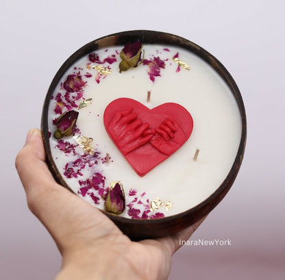 valentine melting heart candle gift |Coconut bowl Candle | soy candle | valentines day gift | gift for her| housewarming gift | custom gift