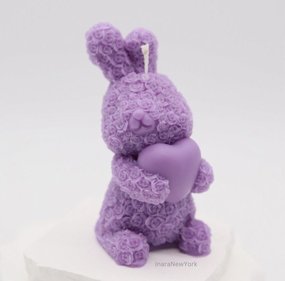 bunny teddy candle | birthday | anniversary | valentines day gift| baby shower gift| bunny heart teddy candle| custom gift