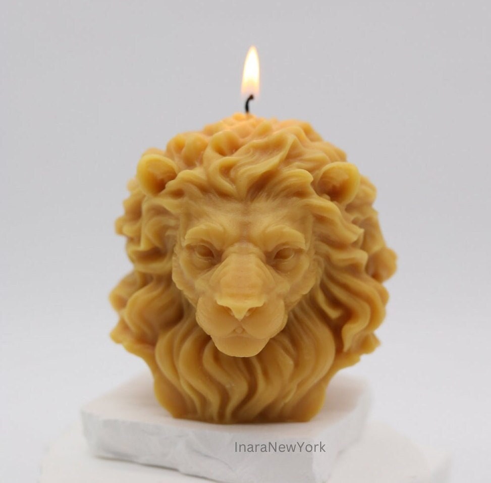 lion head candle, lion candle, rustic farmhouse décor, housewarming gift, agooboo lion candle, inara newyork  candle, lion candle, lion face, lion dance,