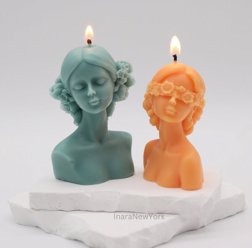 small blindfolded closed eyes lady candle |sculptural candle | housewarming candle | abstract candle | woman body candle | custom gift