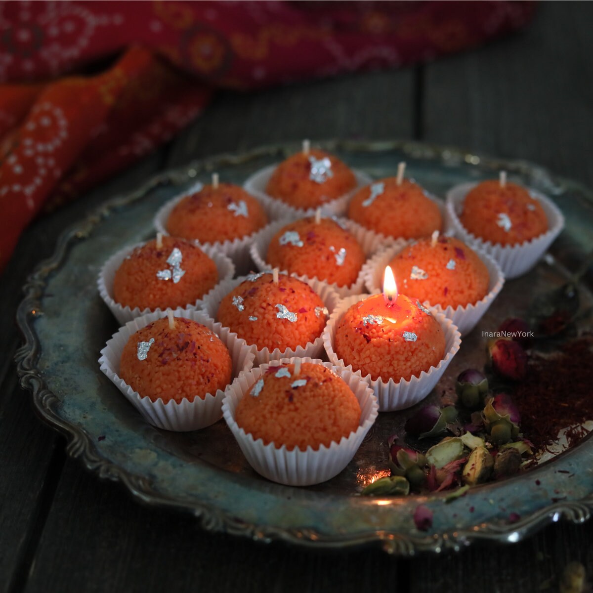 Free shipping| 8 pcs ladoo candle | dessert candle | Diwali décor | Indian candle | housewarming | Diwali gift| puja gift| Motichoor Laddu