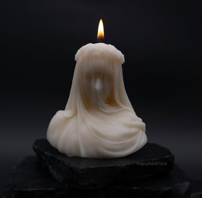 Veiled lady | sculptural candle | housewarming decor candle | handmade candle | aesthetic candle | bust virgin lady | 3d custom candle