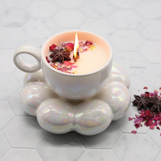 pink chai, Kashmiri chai candle, candle, cup candle, chai tea candle,