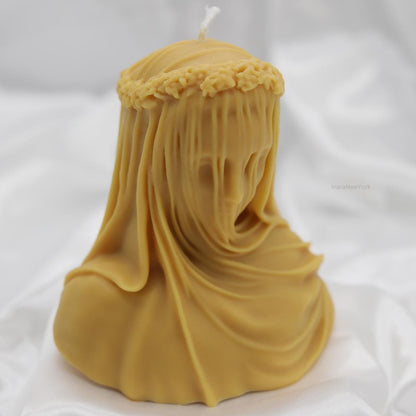 large virgin veiled lady | holiday décor | sculptural candle | housewarming candle |abstract face candle | custom candle