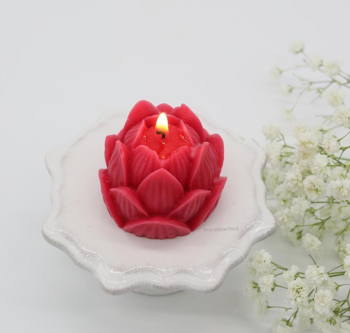 lotus Flower shaped candle | wedding candle | sculptural candle | housewarming candle | handmade candle | peony candle |