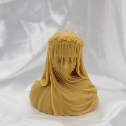 large virgin veiled lady | holiday décor | sculptural candle | housewarming candle |abstract face candle | custom candle