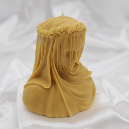 large virgin veiled lady | holiday décor | sculptural candle | housewarming candle |abstract face candle | custom candle