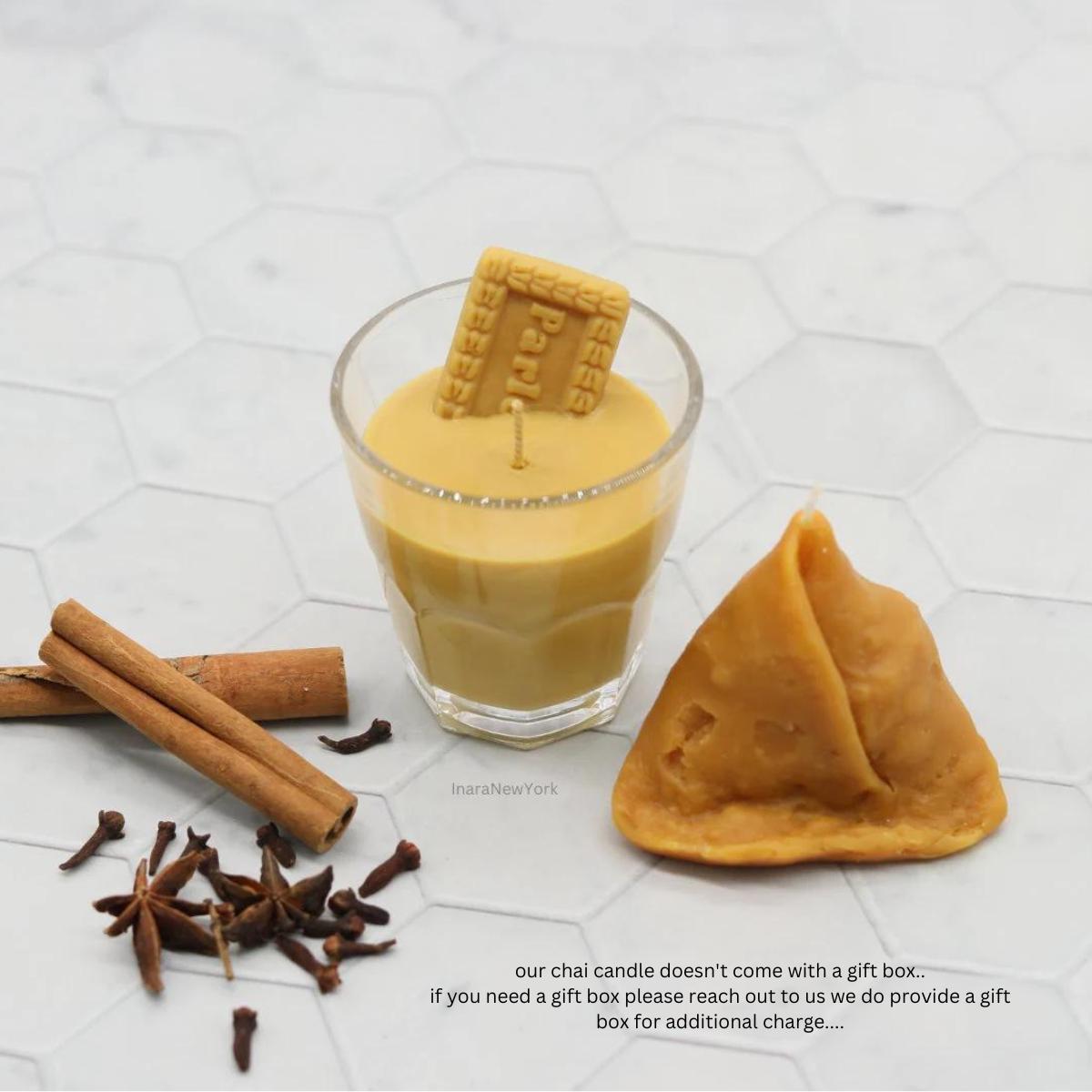 chai candle | chai samosa| Diwali gift | indian décor | Indian candle | housewarming | puja gift| desi gifts | samosa candle | mithai candle