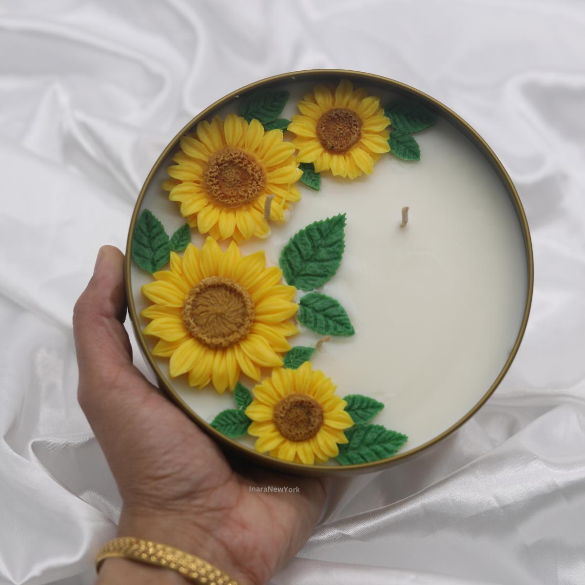 sunflower candle | gift of her| housewarming gift | mothers day gift | gift for mom| butterscotch bourbon custom gift