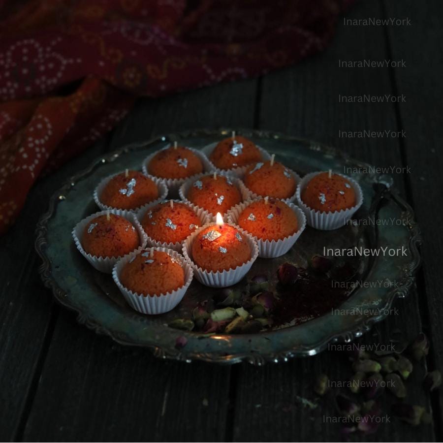 free shipping 7 Pcs Indian dessert candle | holi candle | indian décor | Indian candle | housewarming | Diwali gift| ladoo candle | mithai