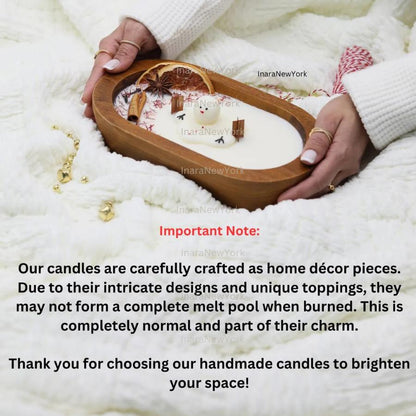 10 inch Christmas Candle - Soy Wax doughbowl Snowman, Spiced Scent, fraser fir