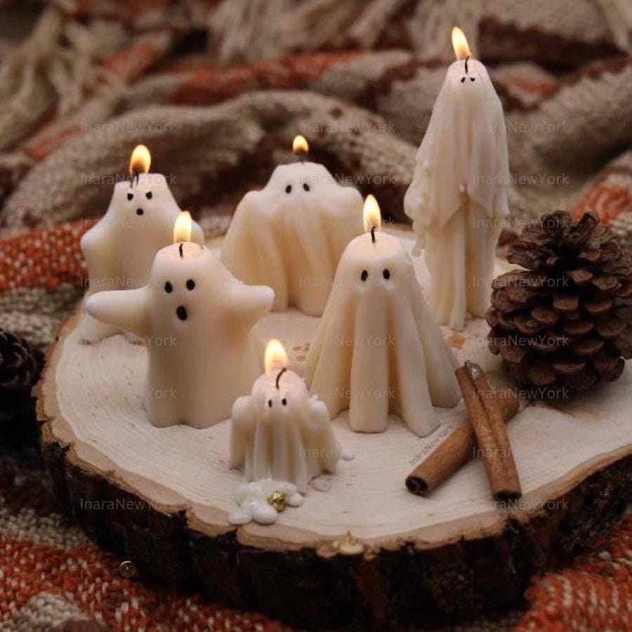 Ghost candle| Halloween decor | fall home decor candle | sculptural candle | halloween | handmade candle | pumpkin shaped candle