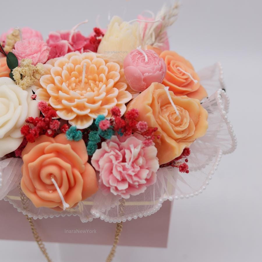 Flower bouquet bag Candle gifts | Mothers day décor | | housewarming| wedding centerpiece| wedding flowers| candle bouquet| gift