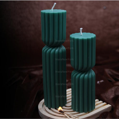 Twisted Ribbed Pillar Candle - Perfect Home Decor Accent - Cozy Ambiance for Your Space - Wedding Candles Gift - Birthday candle gift