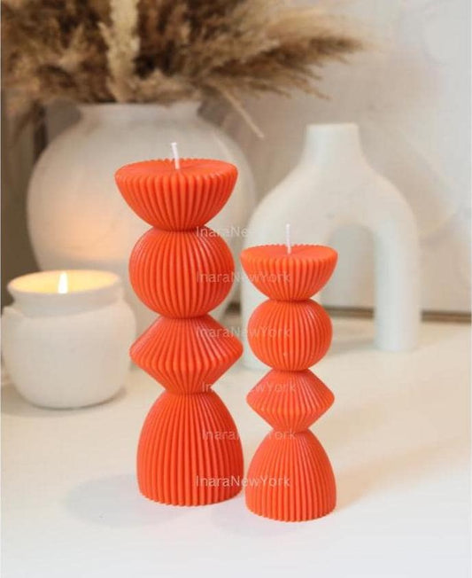 Oversized Ribbed Pillar Candles - Statement Candles Decor - Cozy Ambiance for Any Space - Wedding Candles Gift-Gift for Her Him