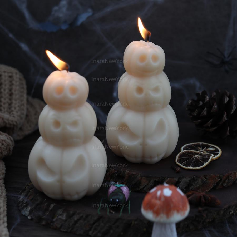 Jack-o-Lantern Candle, Stack of Pumpkins, Scented Spooky Candle, Cute Fall Decor, Decorative Halloween Candle