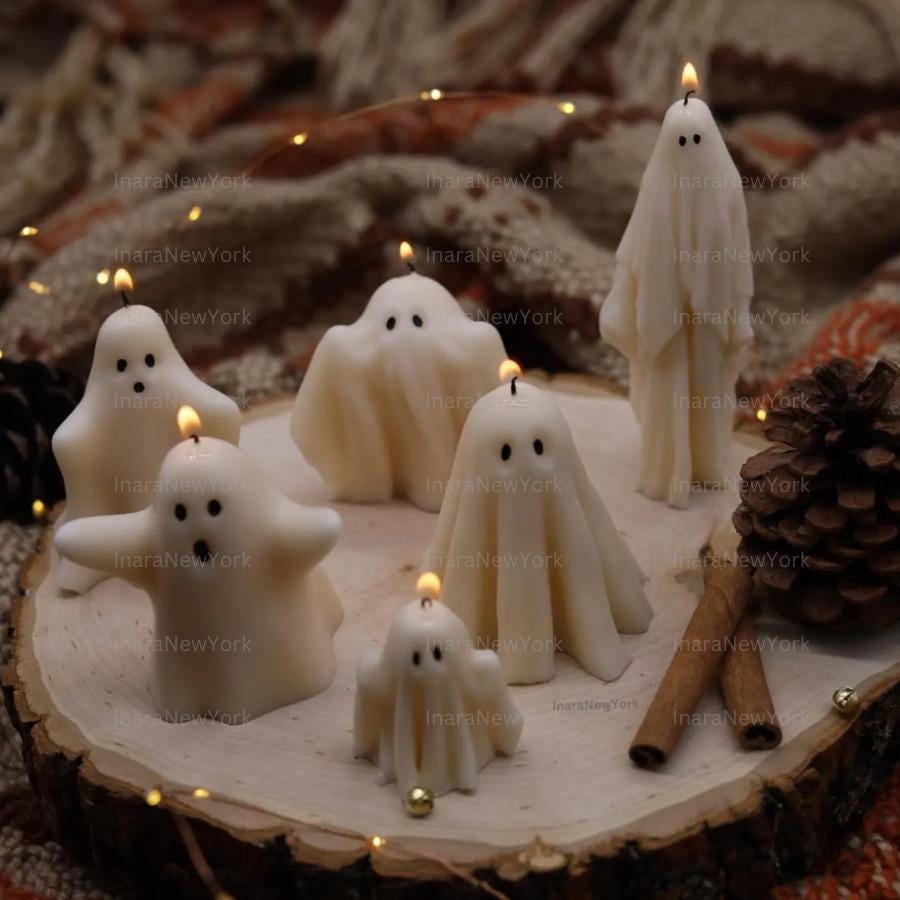 Ghost candle| Halloween decor | fall home decor candle | sculptural candle | halloween | handmade candle | pumpkin shaped candle