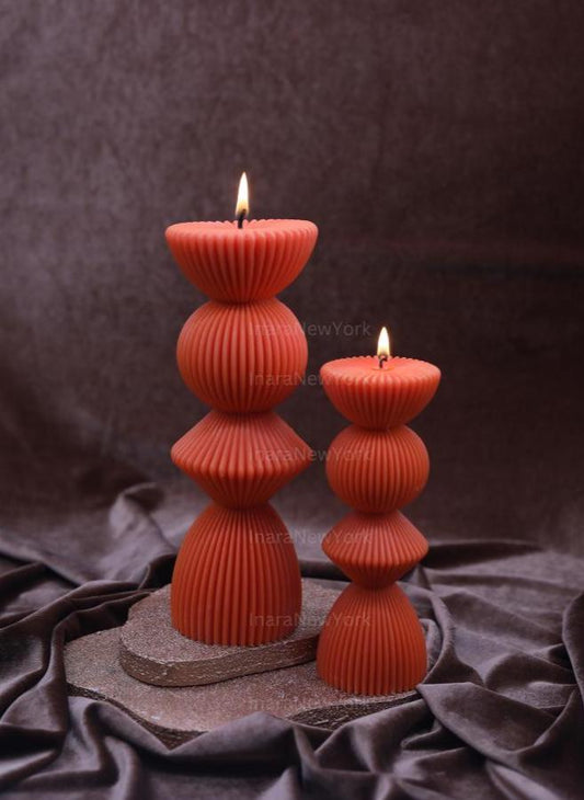 Oversized Ribbed Pillar Candles - Statement Candles Decor - Cozy Ambiance for Any Space - Wedding Candles Gift-Gift for Her Him