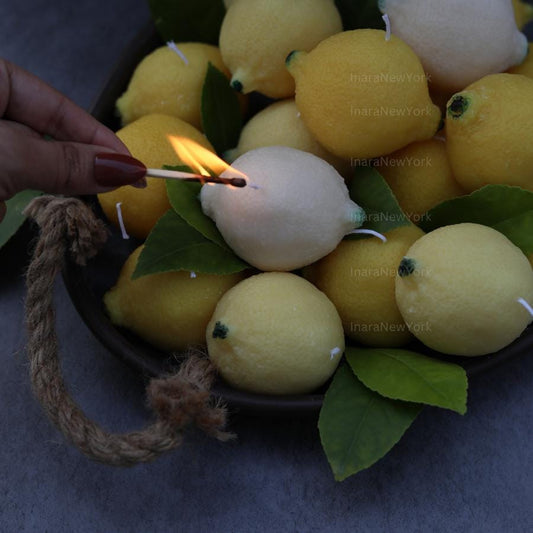 Lemon shaped candle garden party candle original hostess gift food candle soy wax yellow candle fruit candle lemon scent kitchen decor