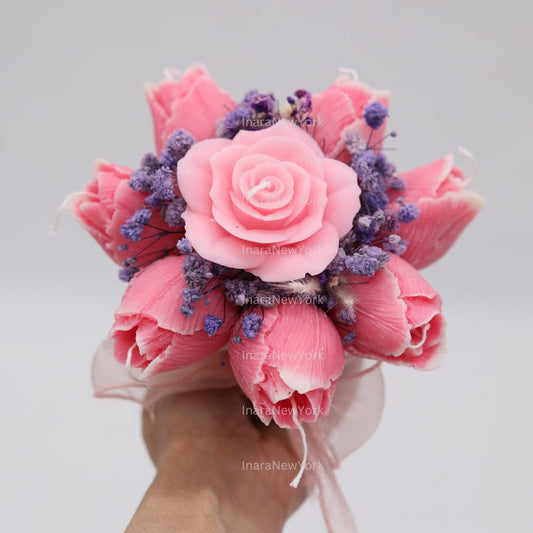 Flower bouquet bag Candle gifts | Mothers day décor | | housewarming| wedding centerpiece| wedding flowers| candle bouquet| gift
