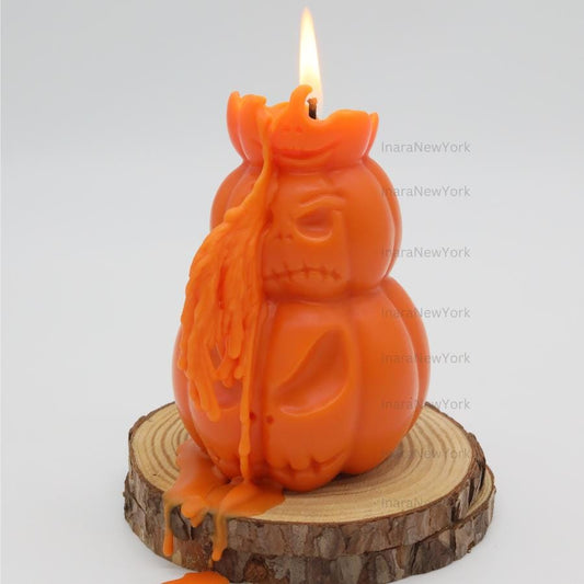 Jack-o-Lantern Stacked Scary Pumpkin Candle | Halloween Autumn Decor