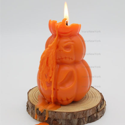 Jack-o-Lantern Stacked Scary Pumpkin Candle | Halloween Autumn Decor