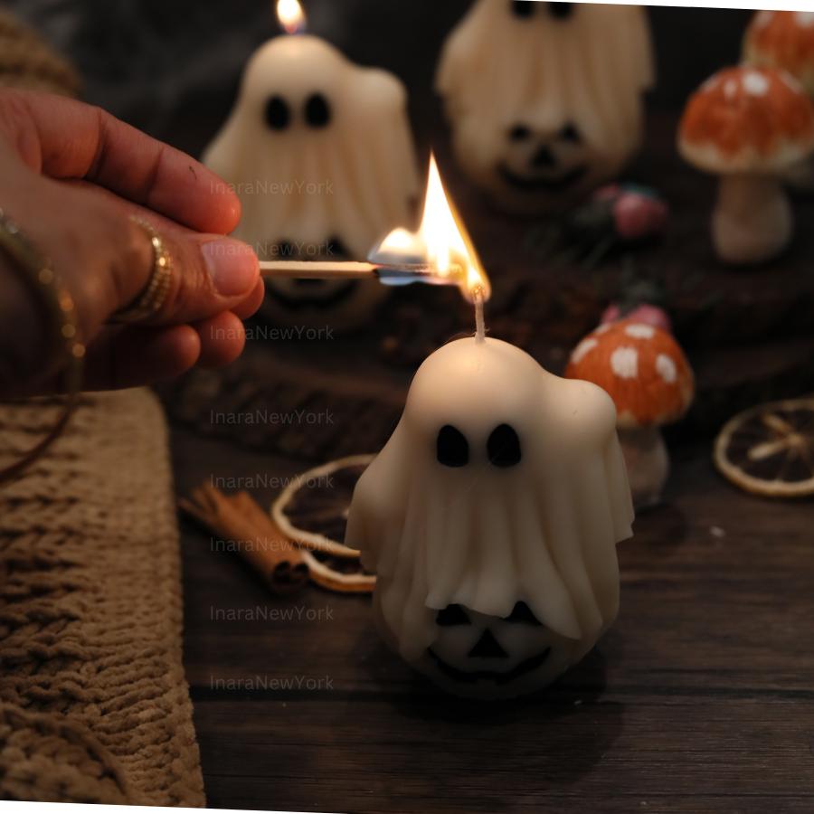 Ghost Candle Halloween Decor, Spooky Soy Wax Candle, Handmade Candles Ghost Decoration, Fall Aesthetic Candle, Halloween Gift, Luxury Candle