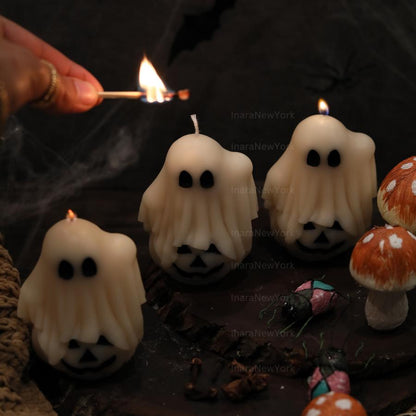 Jack-o-Lantern Ghost Candles | Halloween Ghosts | Spooky Candles | Autumn Decor | Autumn Decoration | Fall | Halloween Candles | Soy wax