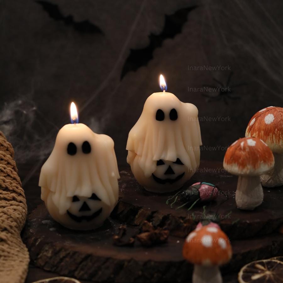 Jack-o-Lantern Ghost Candles | Halloween Ghosts | Spooky Candles | Autumn Decor | Autumn Decoration | Fall | Halloween Candles | Soy wax