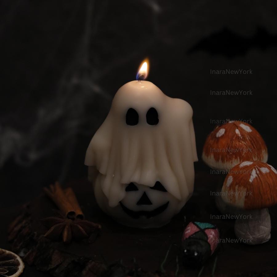 Jack-o-Lantern Ghost Candles | Halloween Ghosts | Spooky Candles | Autumn Decor | Autumn Decoration | Fall | Halloween Candles | Soy wax