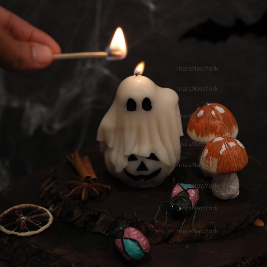 Jack-o-Lantern Ghost Candles | Halloween Ghosts | Spooky Candles | Autumn Decor | Autumn Decoration | Fall | Halloween Candles | Soy wax
