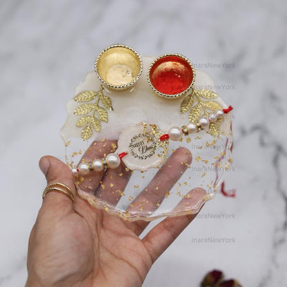 Bhai Bhabhi Rakhi Set with Pink Beads, Couple Rakhi Set, Raksha Bandhan Gift, Designer Lumba Rakhi, Traditional Indian Rakhi,For him and her