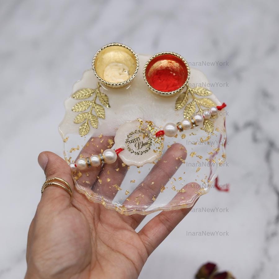 Bhai Bhabhi Rakhi Set with Pink Beads, Couple Rakhi Set, Raksha Bandhan Gift, Designer Lumba Rakhi, Traditional Indian Rakhi,For him and her