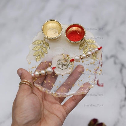 Bhai Bhabhi Rakhi Set with Pink Beads, Couple Rakhi Set, Raksha Bandhan Gift, Designer Lumba Rakhi, Traditional Indian Rakhi,For him and her