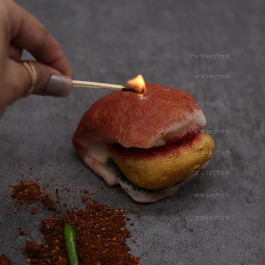 Vada Pav Candle: Handmade Soy Wax Indian Decor