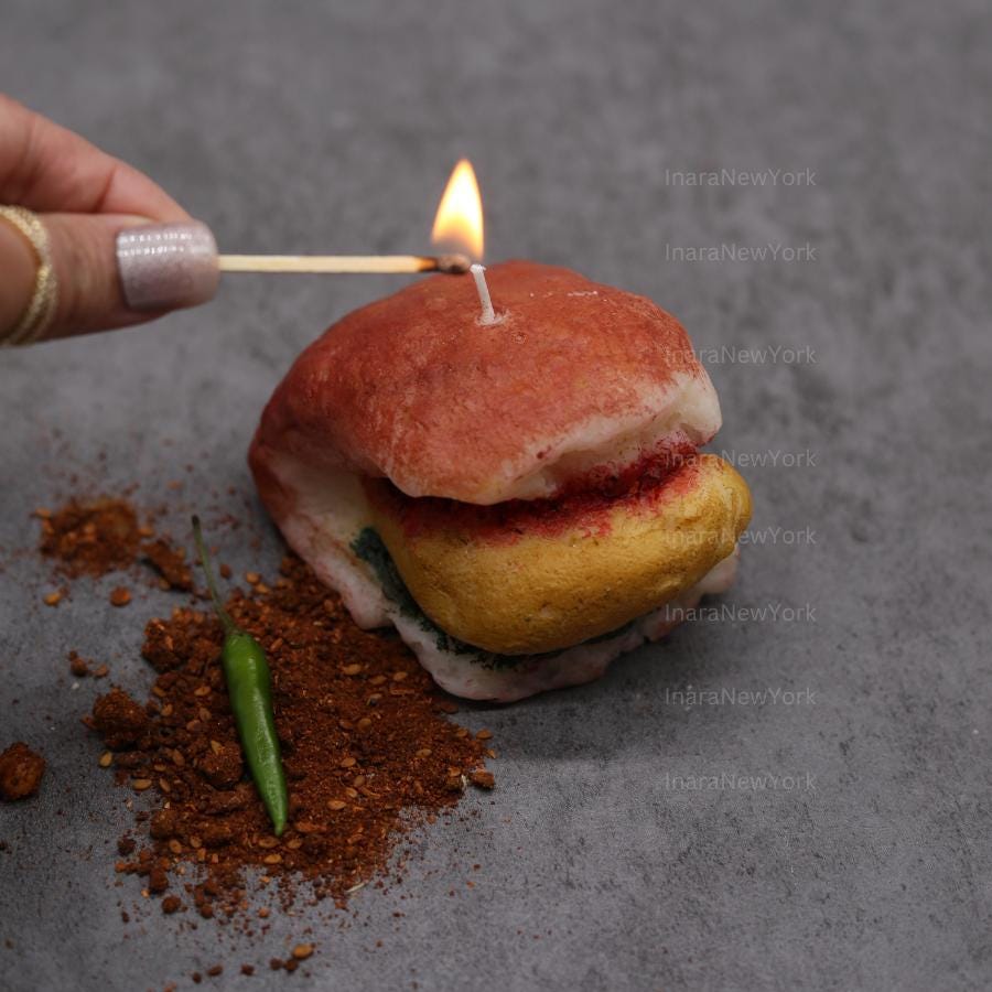 Vada Pav Candle: Handmade Soy Wax Indian Decor