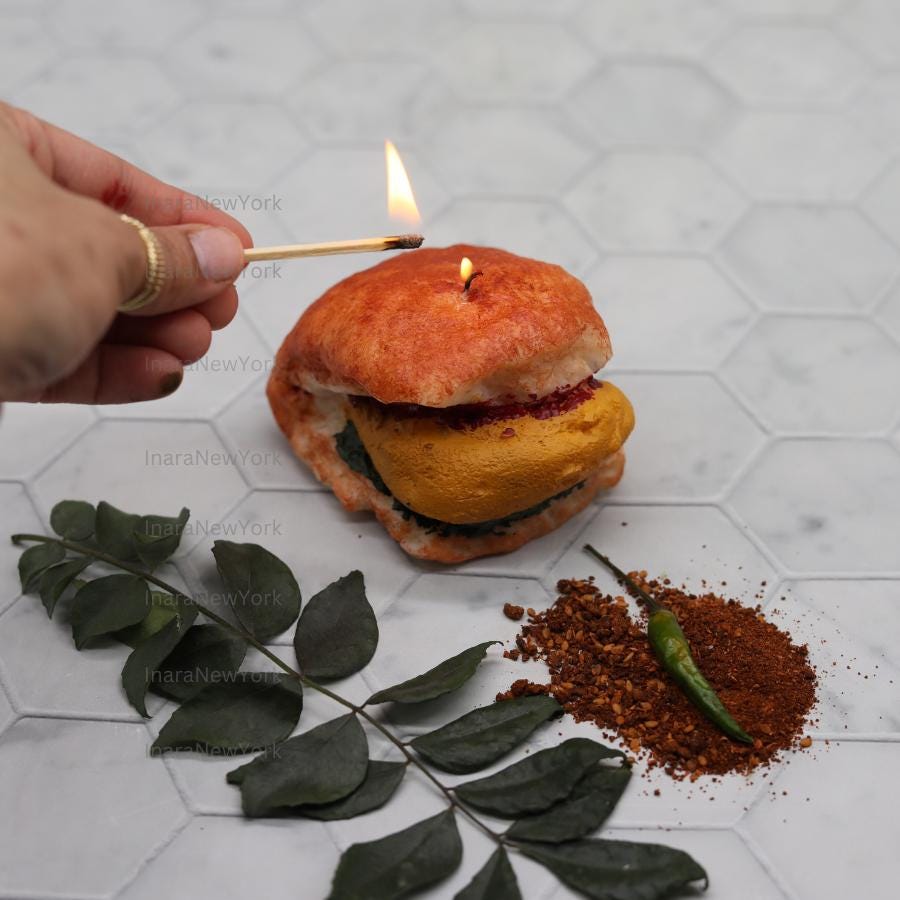 Vada Pav Candle: Handmade Soy Wax Indian Decor